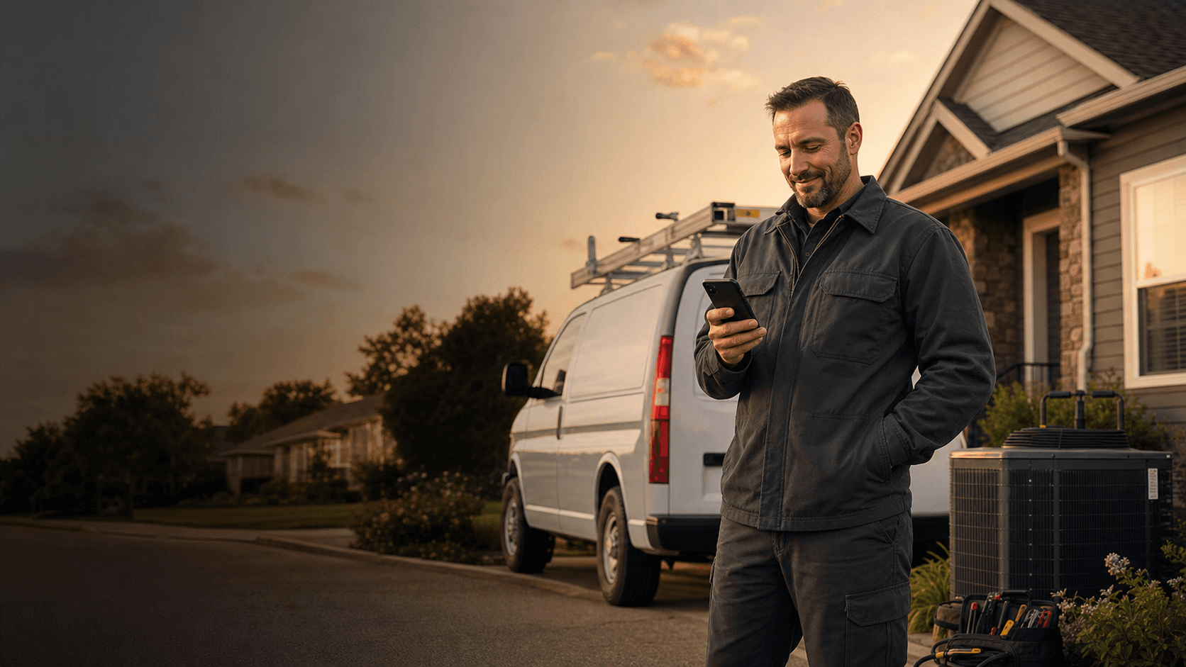 Home-service business owner using Qrese to manage customer reviews